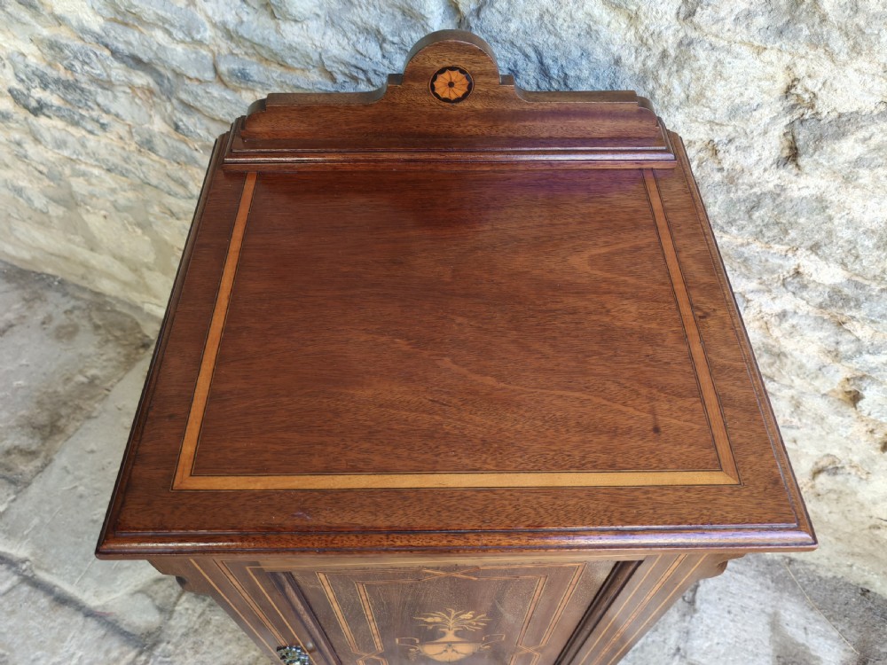 Victorian mahogany and marquetry bedside cabinet View VII