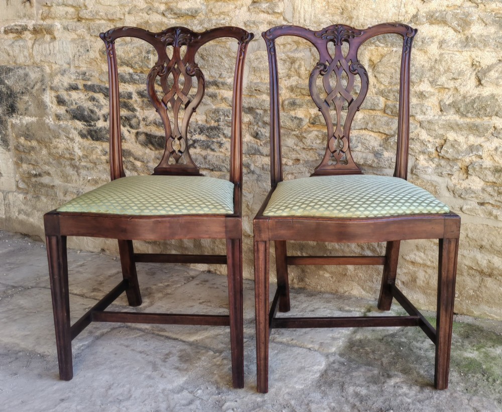 Pair of mahogany Chippendale style chairs circa 1890