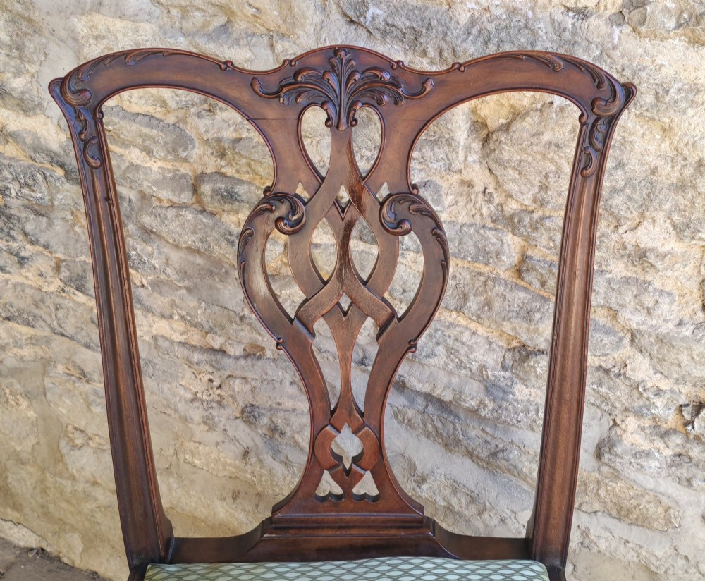 Pair of mahogany Chippendale style chairs circa 1890 View IV