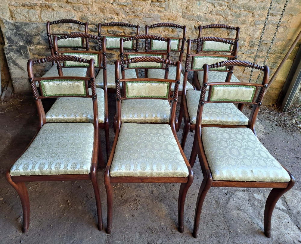 Set of ten rosewood dining chairs circa 1830