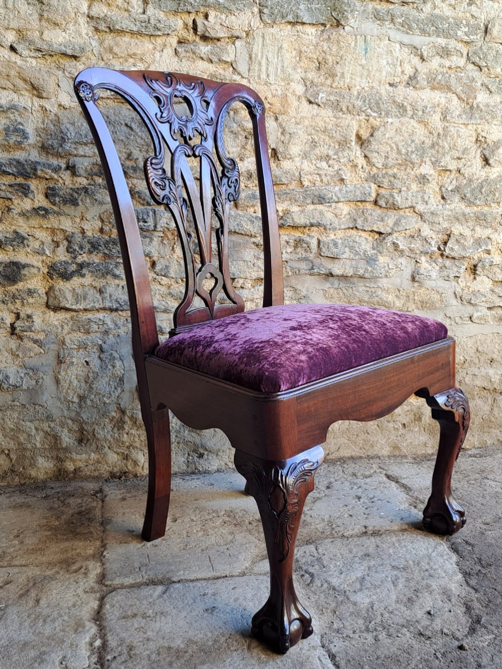 Irish red walnut side chair circa 1750