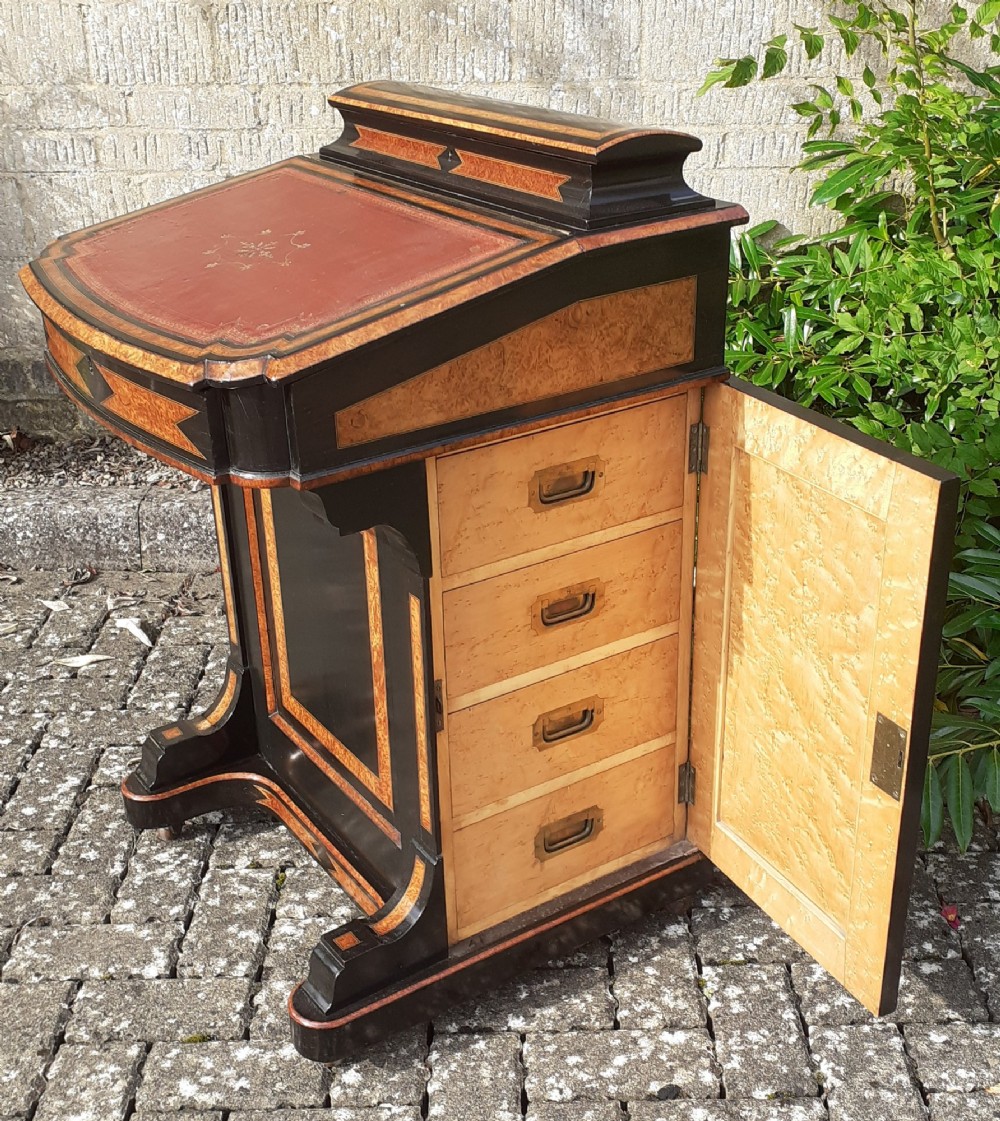 Ebony and amboyna Davenport desk circa 1870