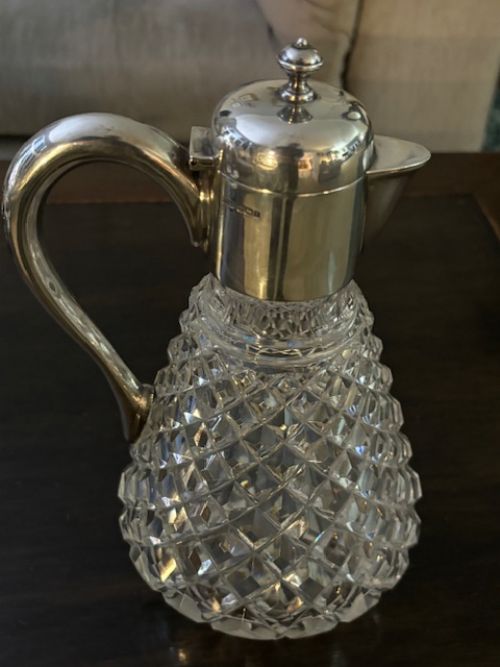 Silver mounted and cut crystal Claret Jug. Sheffield 1911.