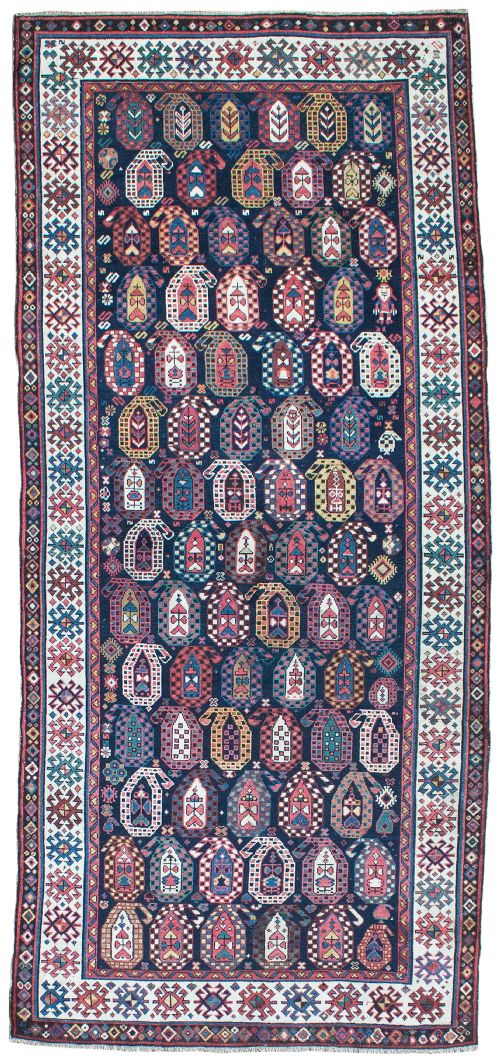 antique gendje rug caucasus - CATEGORY: ANTIQUE RUGS - DATED 1870