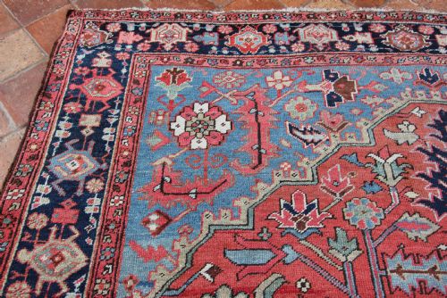 ANTIQUE HERIZ CARPET PERSIAN RARE SMALL SIZE - ADDITIONAL PHOTO 5