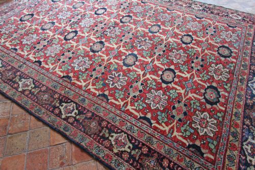 ANTIQUE MAHAL CARPET PERSIAN SLIGHTLY DISTRESSED IN PLACES - ADDITIONAL PHOTO 3