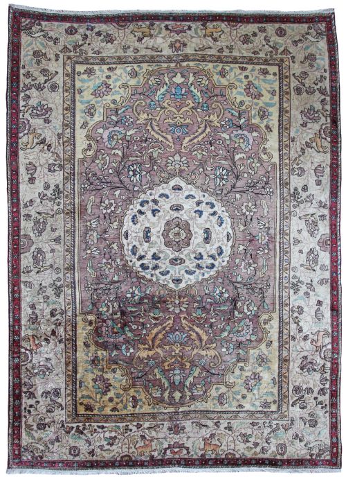 antique silk fereghan rug western persia - CATEGORY: ANTIQUE RUGS - DATED 19TH CENTURY
