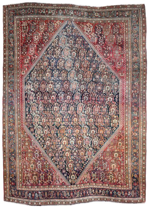 antique qashqai kashkuli rug - CATEGORY: ANTIQUE RUGS - DATED 1890
