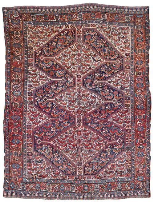antique khamseh 'chicken' rug southern persia - CATEGORY: ANTIQUE RUGS - DATED 1900