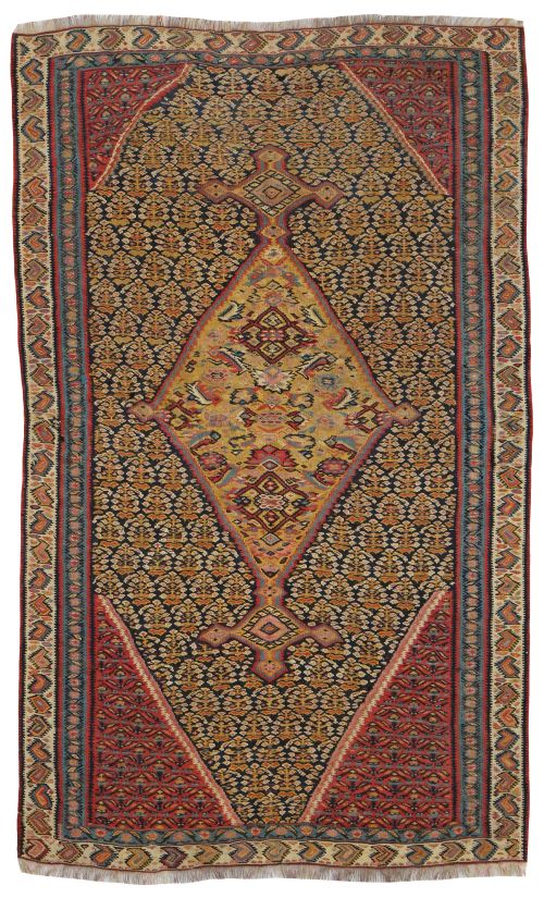 antique senneh kilim persia - CATEGORY: ANTIQUE RUGS - DATED 1890