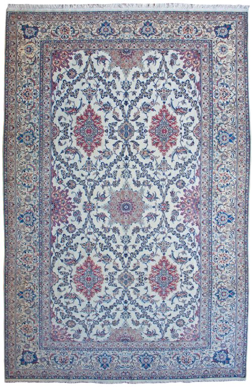 nain carpet wool with silk highlights - CATEGORY: ANTIQUE RUGS - DATED 1950
