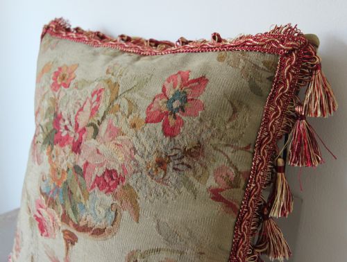 ANTIQUE AUBUSSON CUSHION - ADDITIONAL PHOTO 3