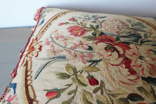 ANTIQUE AUBUSSON CUSHION FRANCE - ADDITIONAL PHOTO 2