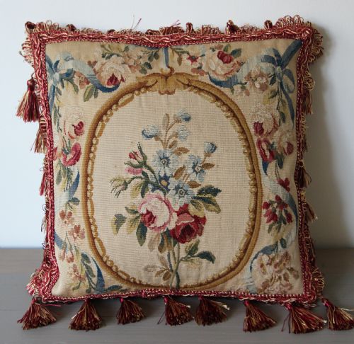 antique aubusson cushion france - CATEGORY: ANTIQUE MISCELLANEOUS - DATED 1870