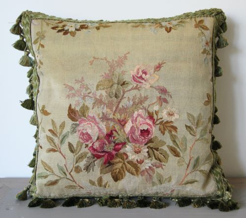 antique aubusson cushion france - CATEGORY: ANTIQUE MISCELLANEOUS - DATED 1870