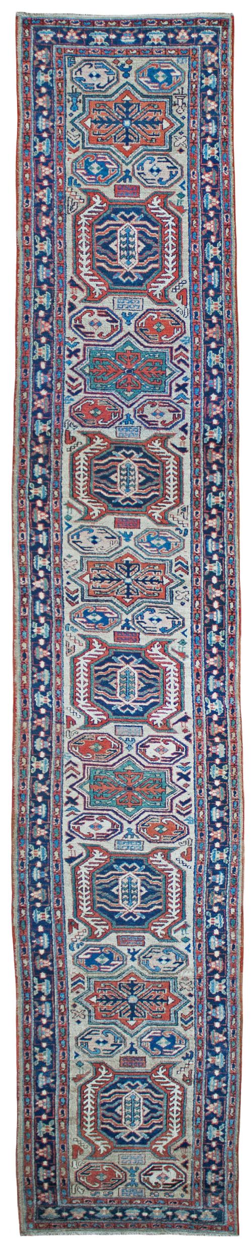 narrow antique heriz runner persia - CATEGORY: ANTIQUE RUGS - DATED 1910