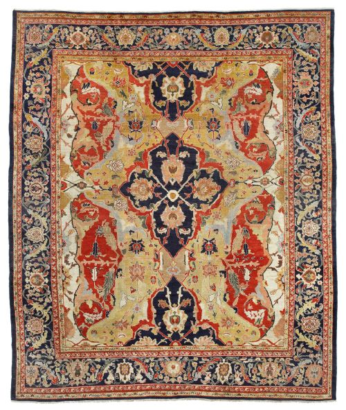 rare antique ziegler carpet 17th century polonaise design - CATEGORY: ANTIQUE RUGS - DATED 1890