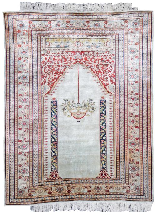 antique silk ghiordes rug anatolia - CATEGORY: ANTIQUE RUGS - DATED 1880