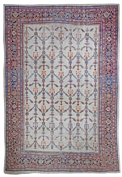 distressed antique mahal carpet persia - CATEGORY: ANTIQUE RUGS - DATED 1890