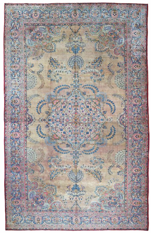 antique kirman carpet persia - CATEGORY: ANTIQUE RUGS - DATED 1910