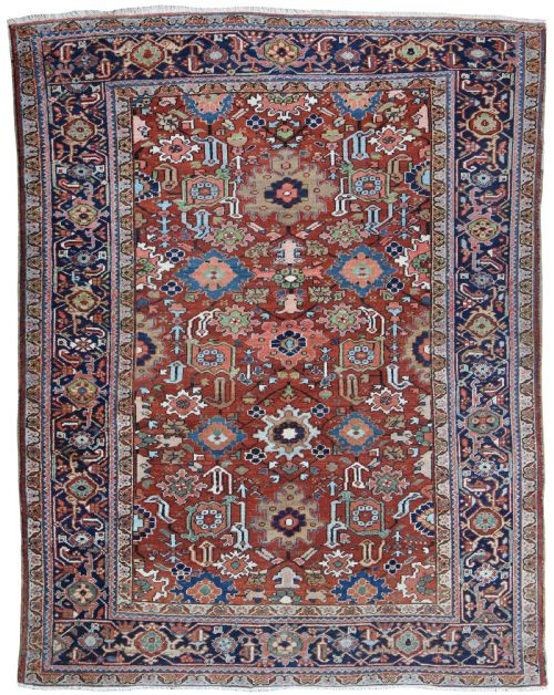 rare small size antique heriz carpet - CATEGORY: ANTIQUE RUGS - DATED 1900
