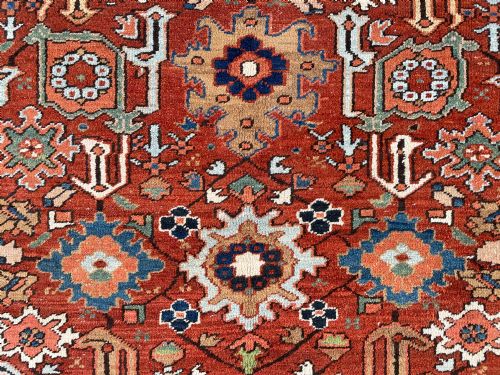 RARE SMALL SIZE ANTIQUE HERIZ CARPET - ADDITIONAL PHOTO 3