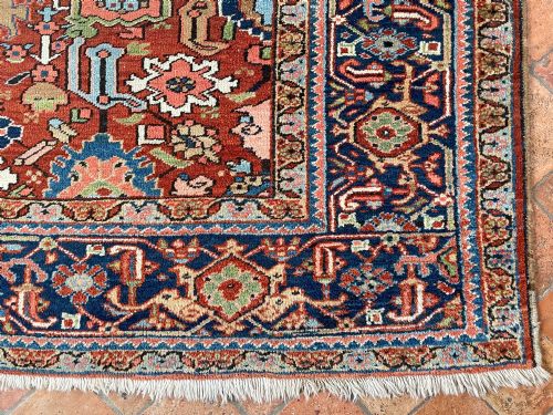 RARE SMALL SIZE ANTIQUE HERIZ CARPET - ADDITIONAL PHOTO 4