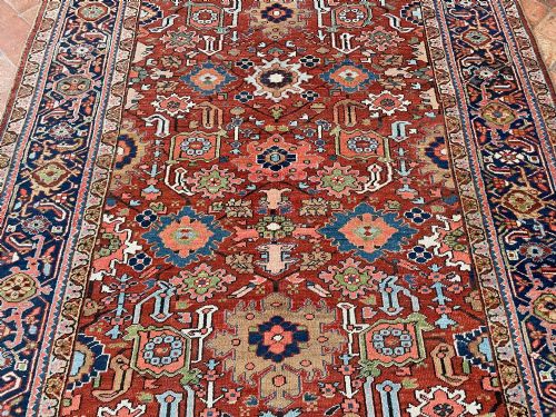 RARE SMALL SIZE ANTIQUE HERIZ CARPET - ADDITIONAL PHOTO 5