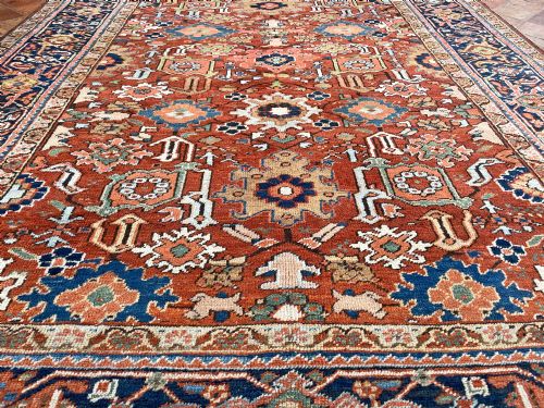 RARE SMALL SIZE ANTIQUE HERIZ CARPET - ADDITIONAL PHOTO 6