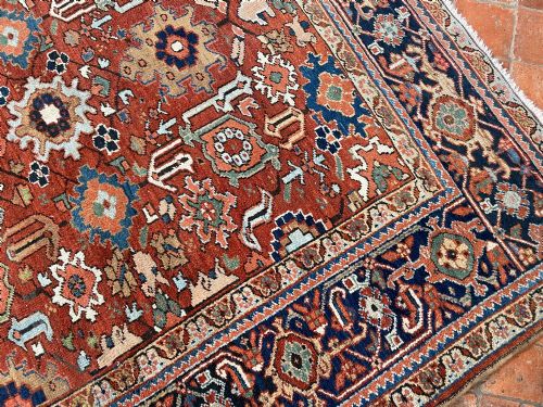 RARE SMALL SIZE ANTIQUE HERIZ CARPET - ADDITIONAL PHOTO 7