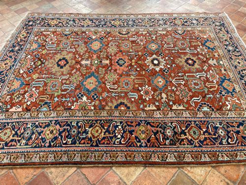 RARE SMALL SIZE ANTIQUE HERIZ CARPET - ADDITIONAL PHOTO 8