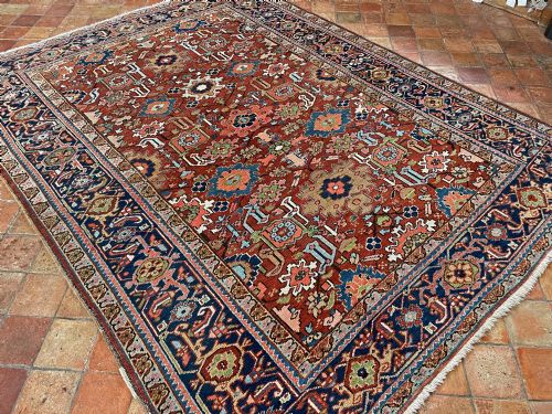 RARE SMALL SIZE ANTIQUE HERIZ CARPET - ADDITIONAL PHOTO 9