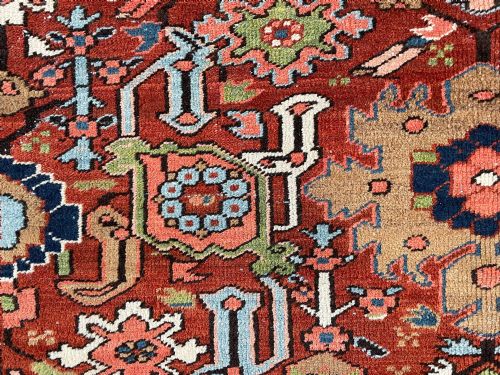 RARE SMALL SIZE ANTIQUE HERIZ CARPET - ADDITIONAL PHOTO 10