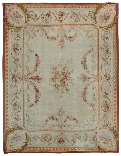 antique aubusson carpet france circa 1850 - CATEGORY: ANTIQUE RUGS - DATED 1850