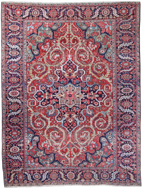 rare antique heriz carpet persian circa 1900 - CATEGORY: ANTIQUE RUGS - DATED 1900