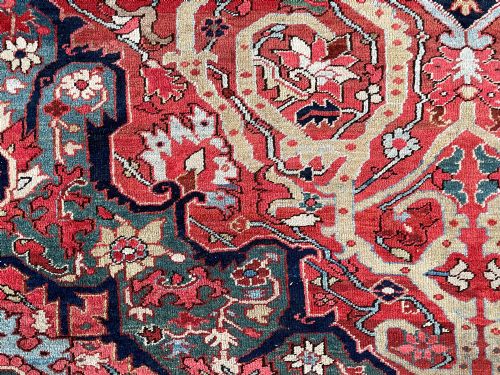 RARE ANTIQUE HERIZ CARPET PERSIAN CIRCA 1900 - ADDITIONAL PHOTO 2