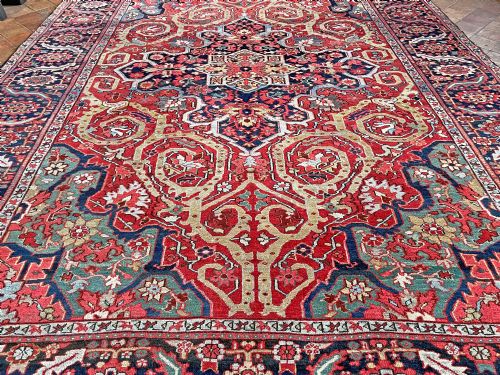RARE ANTIQUE HERIZ CARPET PERSIAN CIRCA 1900 - ADDITIONAL PHOTO 3