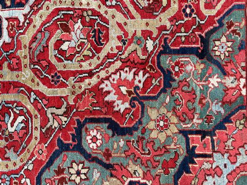 RARE ANTIQUE HERIZ CARPET PERSIAN CIRCA 1900 - ADDITIONAL PHOTO 5
