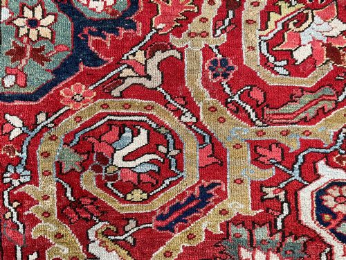 RARE ANTIQUE HERIZ CARPET PERSIAN CIRCA 1900 - ADDITIONAL PHOTO 6