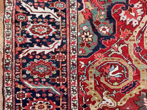 RARE ANTIQUE HERIZ CARPET PERSIAN CIRCA 1900 - ADDITIONAL PHOTO 11