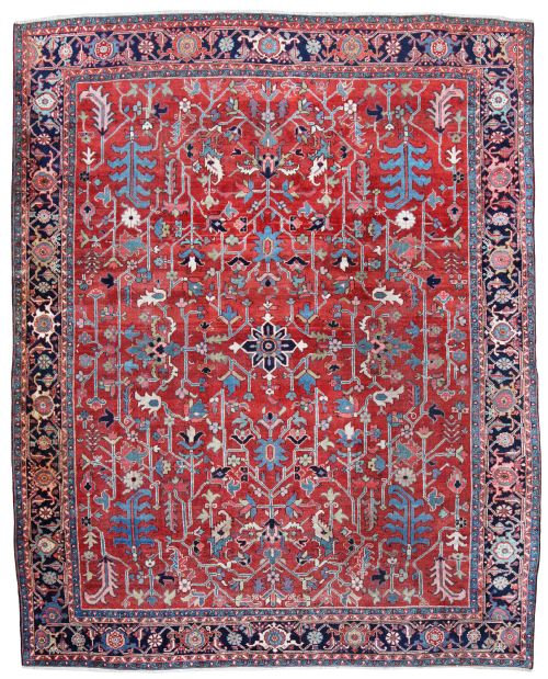 fine antique heriz carpet - CATEGORY: ANTIQUE RUGS - DATED 1880