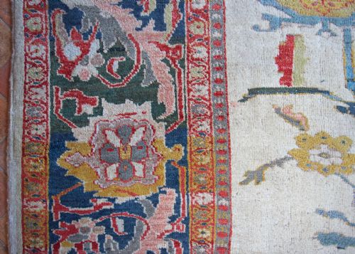 RARE IVORY ANTIQUE ZIEGLER CARPET - ADDITIONAL PHOTO 1