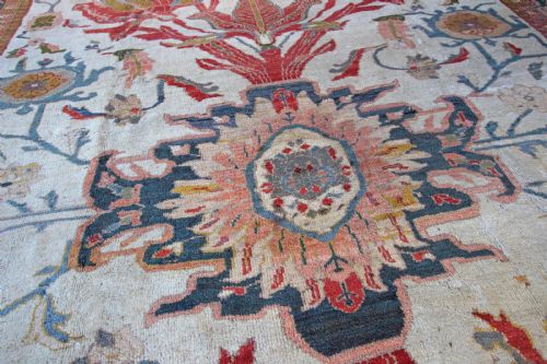 RARE IVORY ANTIQUE ZIEGLER CARPET - ADDITIONAL PHOTO 3