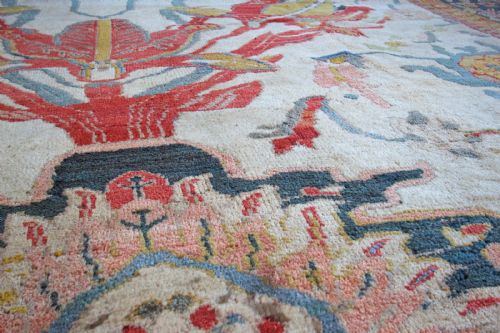 RARE IVORY ANTIQUE ZIEGLER CARPET - ADDITIONAL PHOTO 6