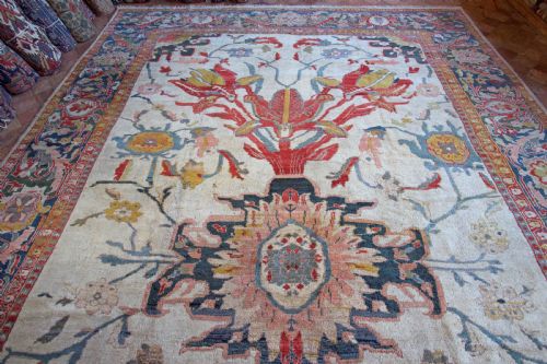 RARE IVORY ANTIQUE ZIEGLER CARPET - ADDITIONAL PHOTO 7