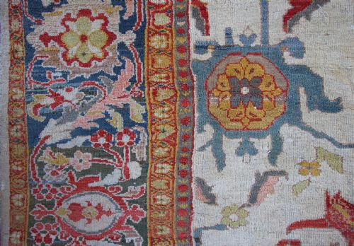 RARE IVORY ANTIQUE ZIEGLER CARPET - ADDITIONAL PHOTO 8