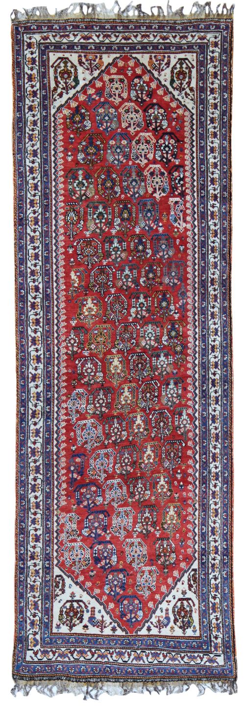 rare antique kashkuli runner southern persia - CATEGORY: ANTIQUE RUGS - DATED 1890