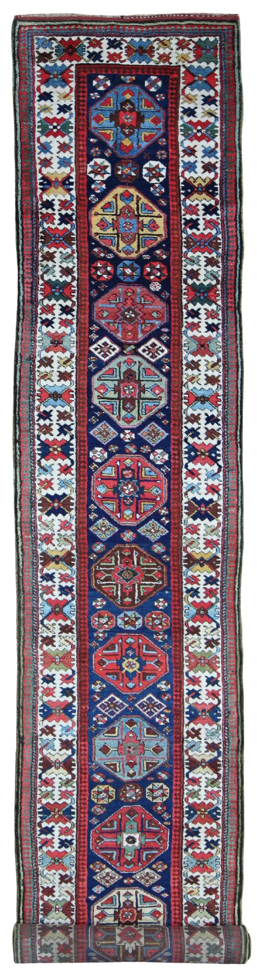 rare antique kazak runner - CATEGORY: ANTIQUE RUGS - DATED 1880