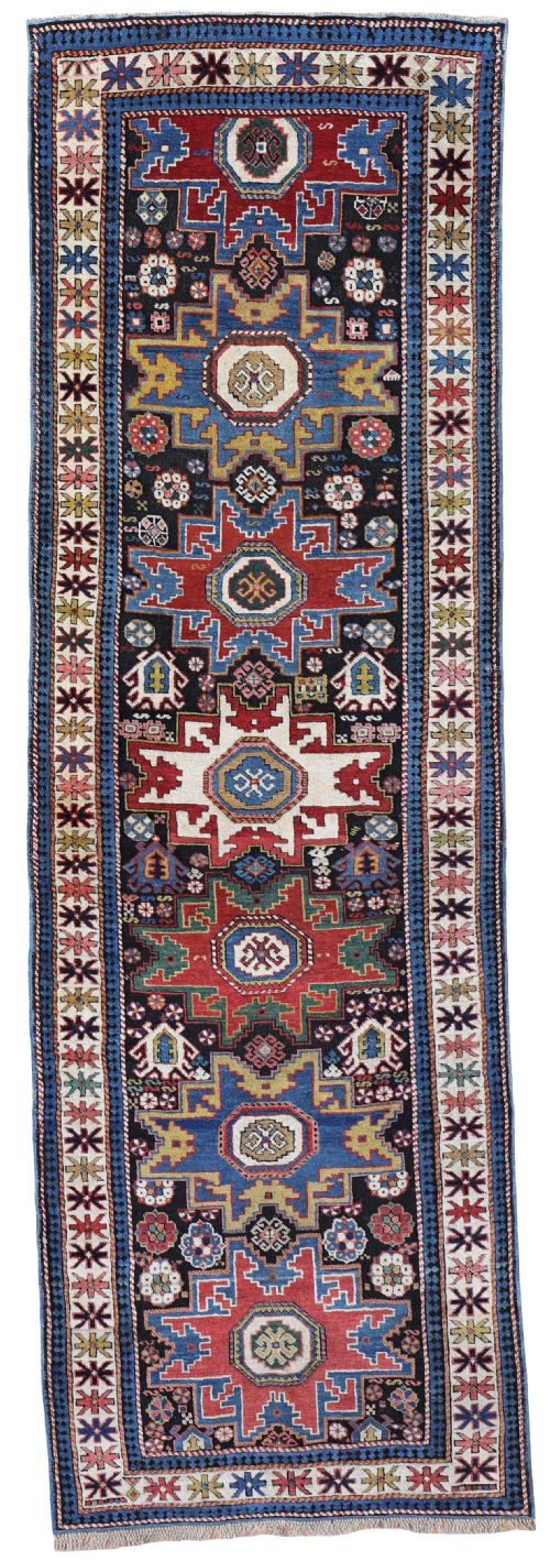 rare antique lesghi runner - CATEGORY: ANTIQUE RUGS - DATED 1880