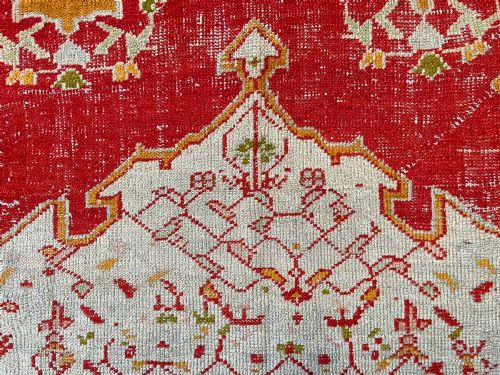 DISTRESSED ANTIQUE USHAK CARPET - ADDITIONAL PHOTO 4